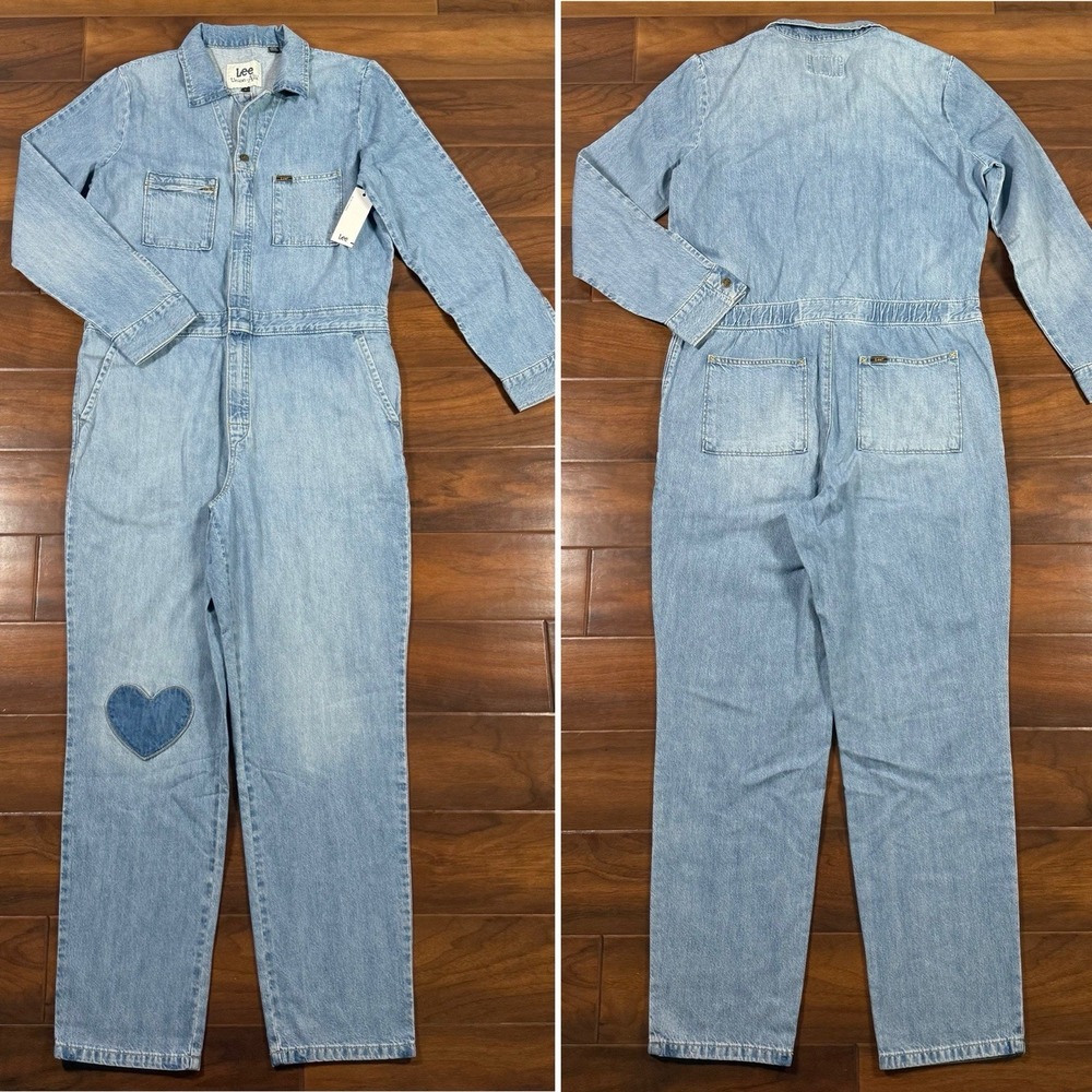 Lee Women's Size Small Blue Heart Union Alls Denim Overalls Coveralls Jumpsuit